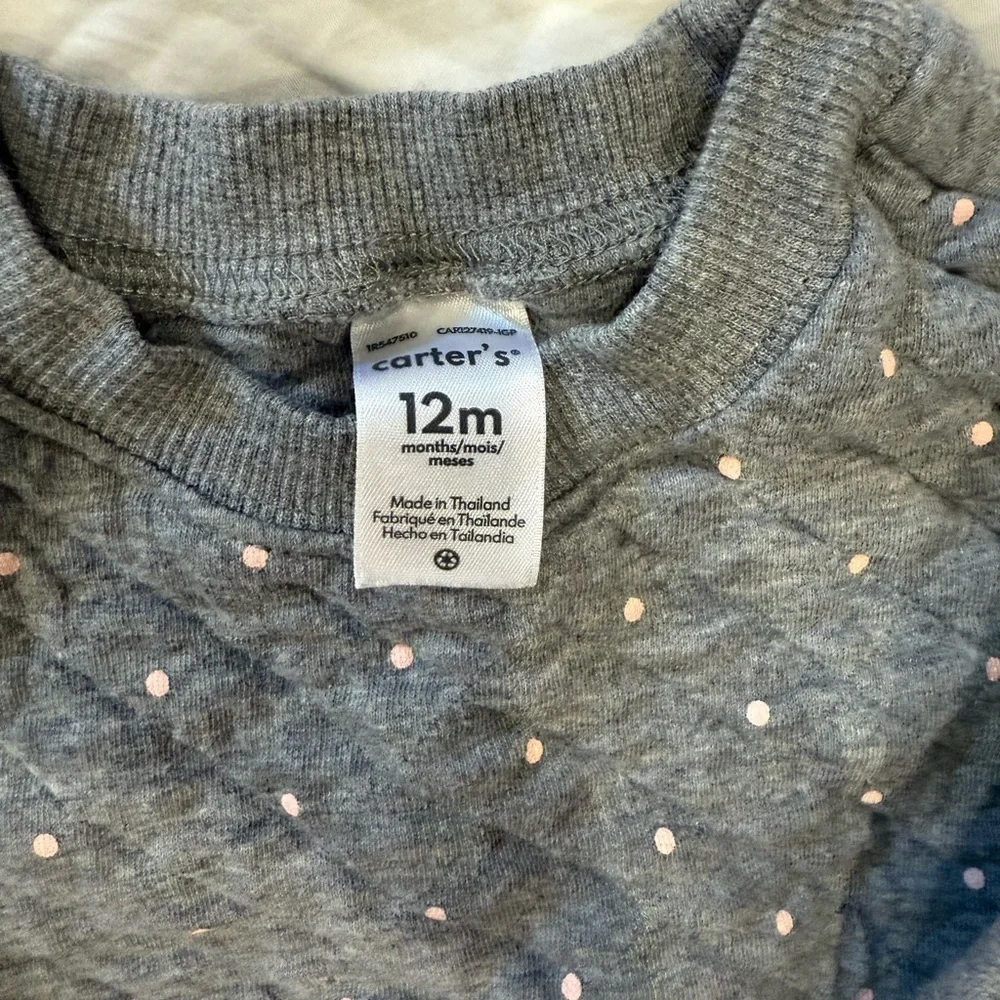 Carter’s Infant Baby Bundle Lot Long Sleeve Quilted Jumpsuit and Sweater 12M